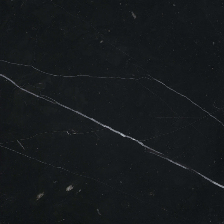 Emser Tile Marble Marquina Black 12 In. X 12 In. Polished Marble Floor